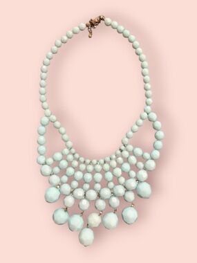 Baby Blue Beaded Statement Necklace
